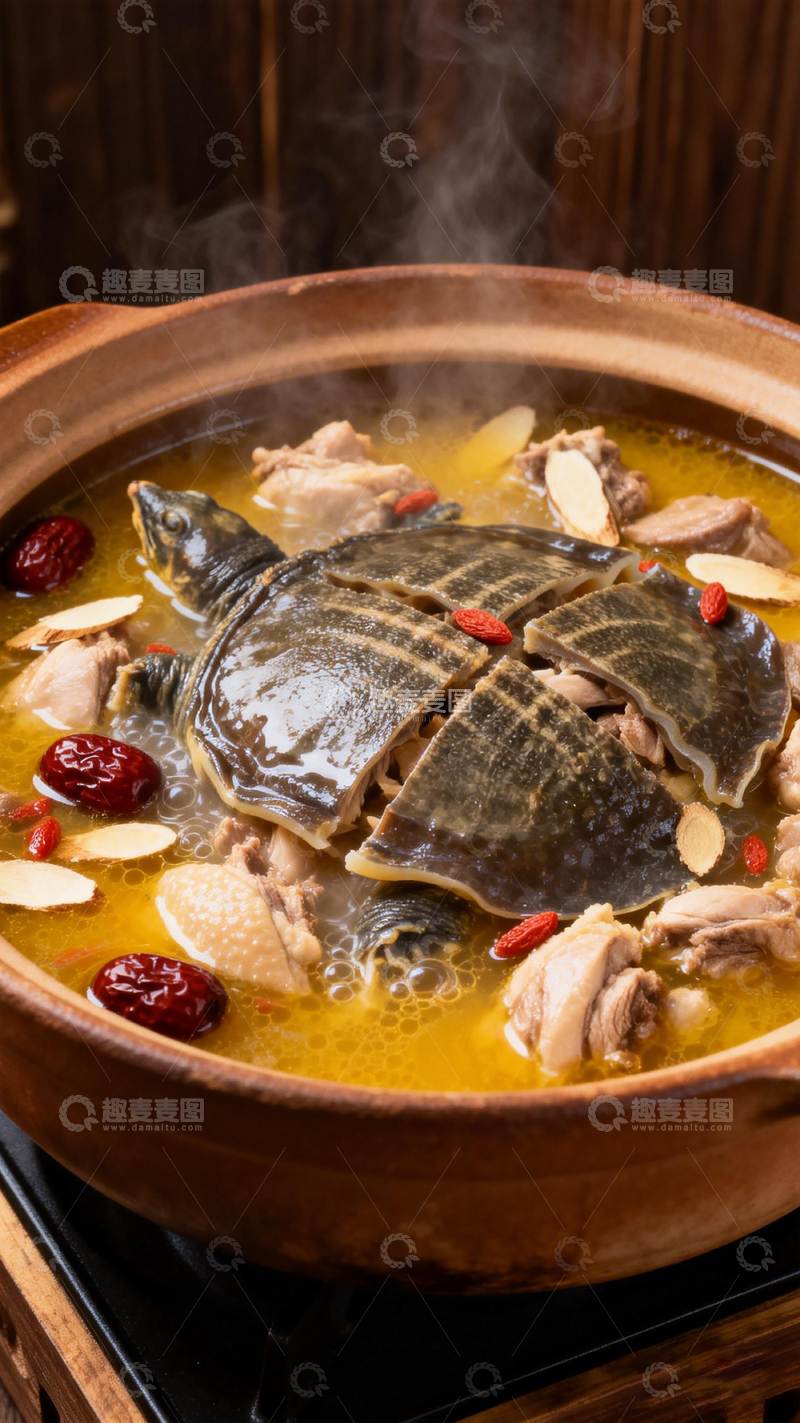 高清大图下载【趣麦麦图】砂锅甲鱼炖鸡美食摄影