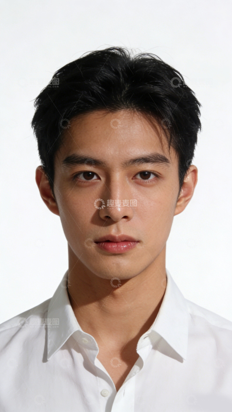 高清大图下载【趣麦麦图】青年男子肖像白色衬衫