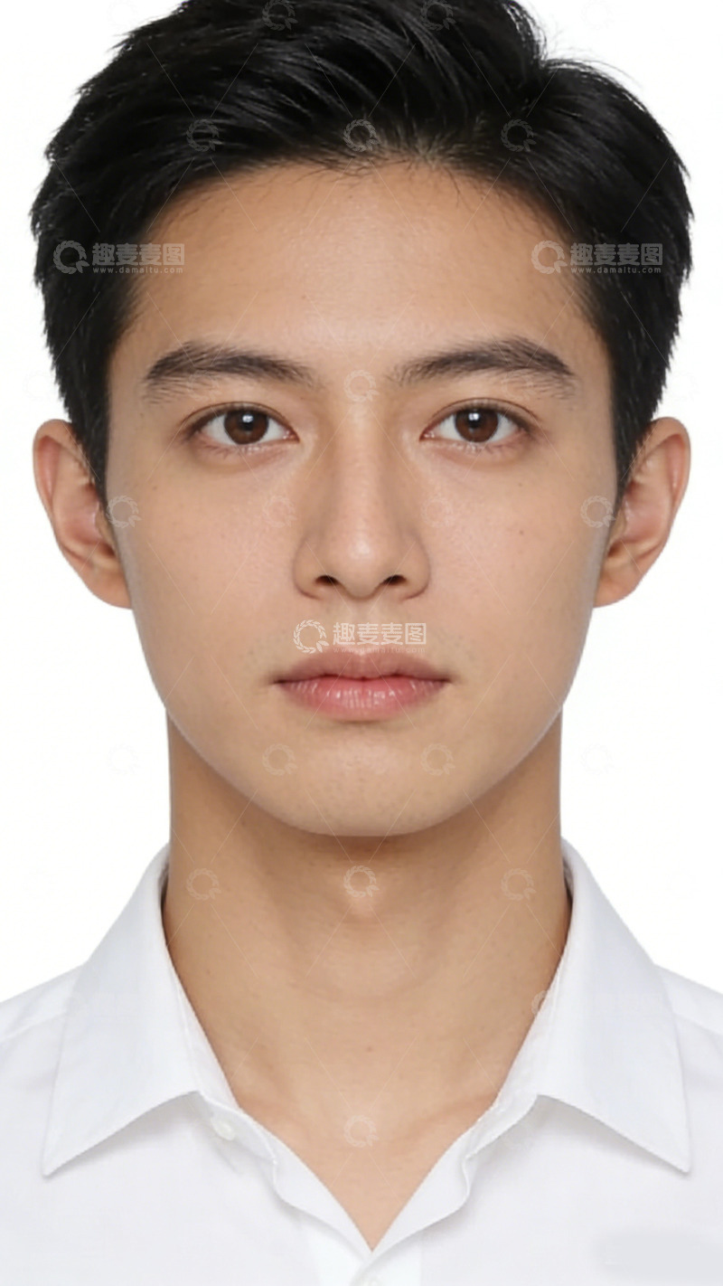 高清大图下载【趣麦麦图】青年男性证件照白衬衫
