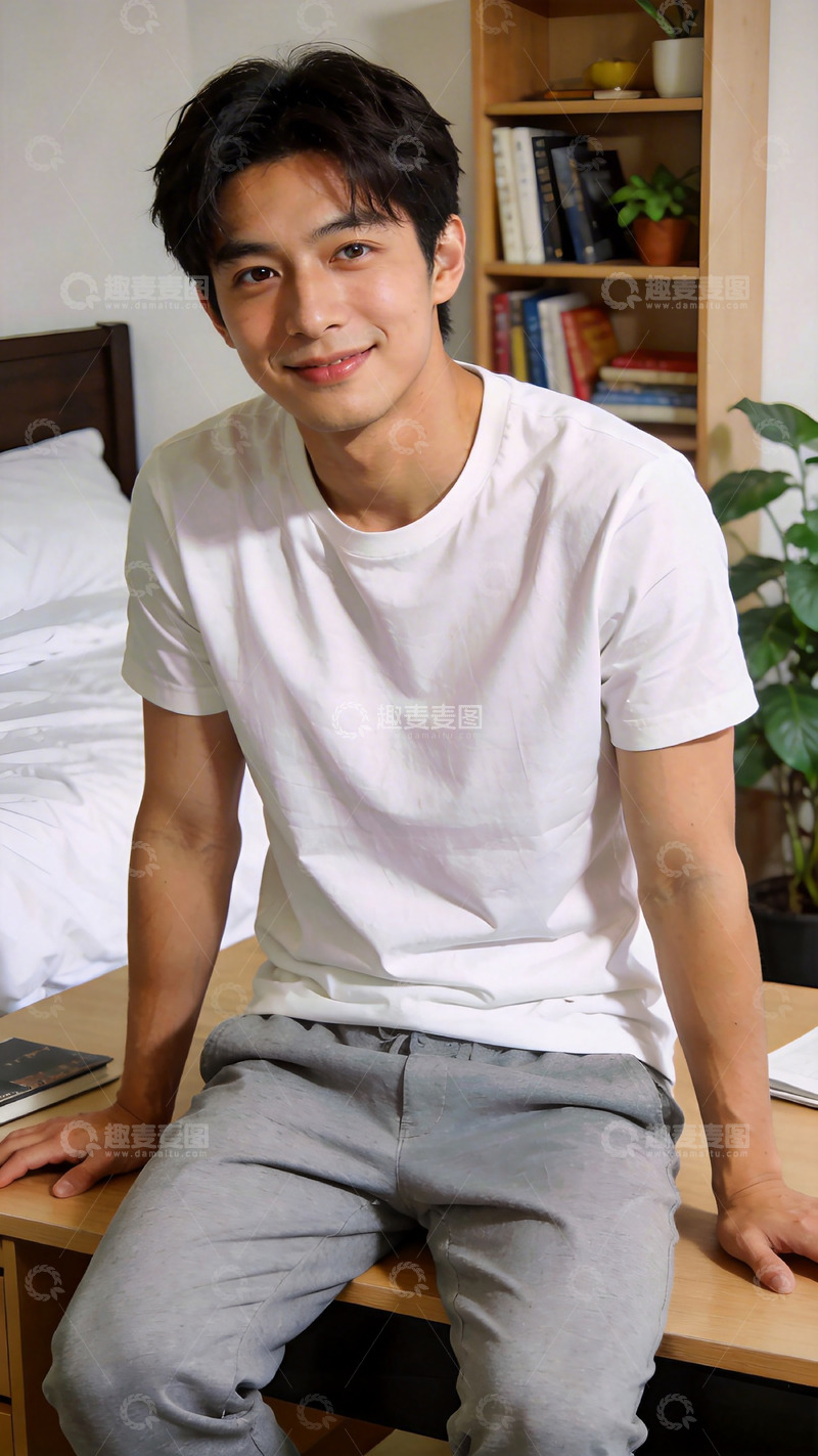 高清大图下载【趣麦麦图】简约居家青年写真生活照