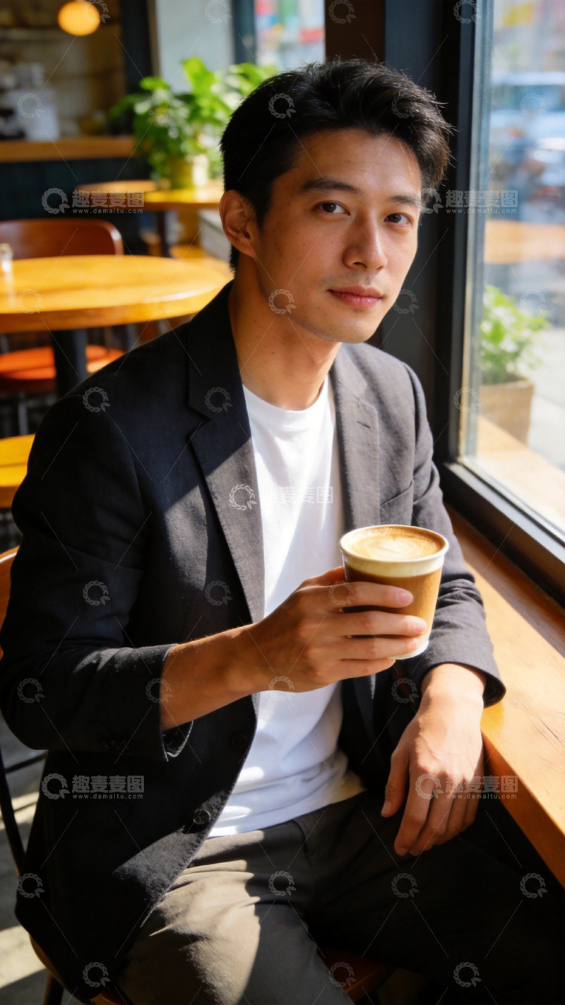 高清大图下载【趣麦麦图】咖啡馆休闲男性生活照