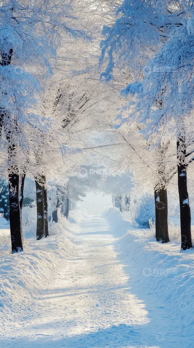 高清大图下载【趣麦麦图】冬季冰晶雪花森林美景