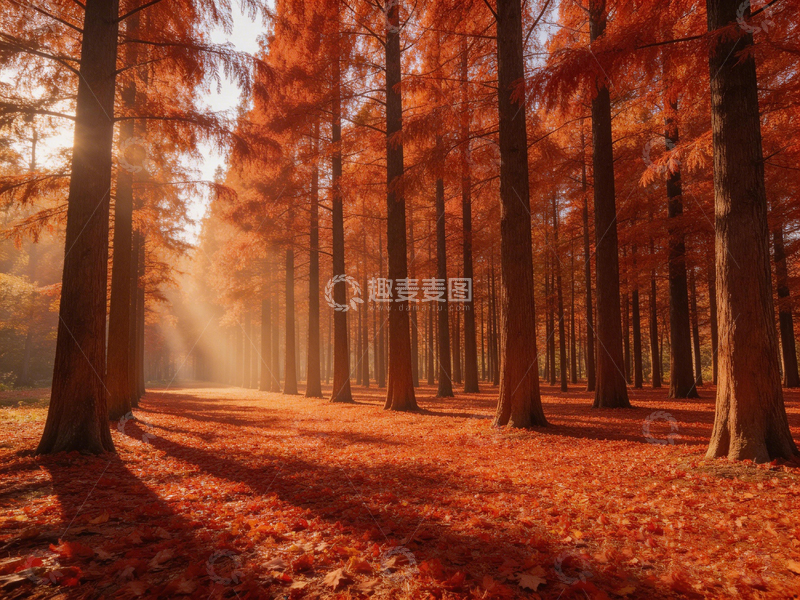 高清大图下载【趣麦麦图】秋日森林光影美景