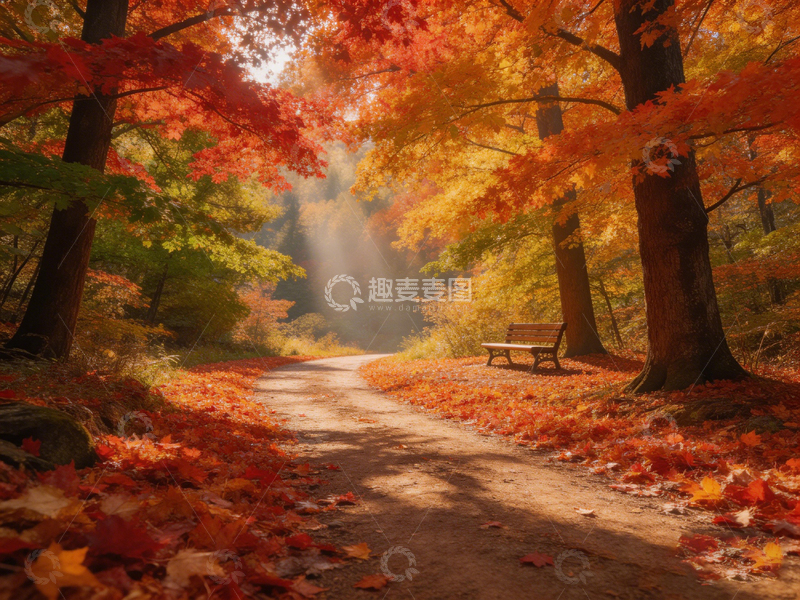 高清大图下载【趣麦麦图】秋意浓林间小路风光摄影