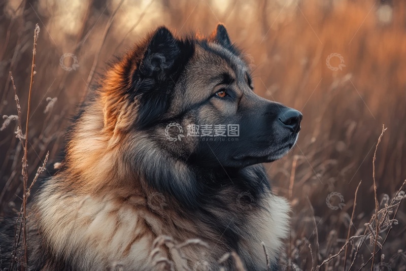 高清大图下载【趣麦麦图】荒原上的一只狼狗特写摄影