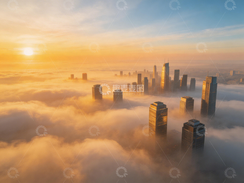 高清大图下载【趣麦麦图】城市云海日出风光摄影