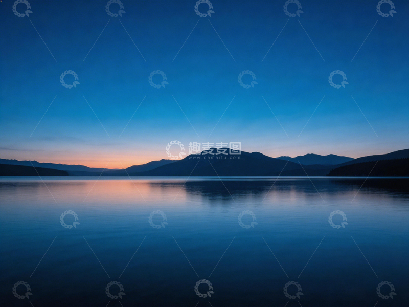 高清大图下载【趣麦麦图】静谧湖面黄昏风光
