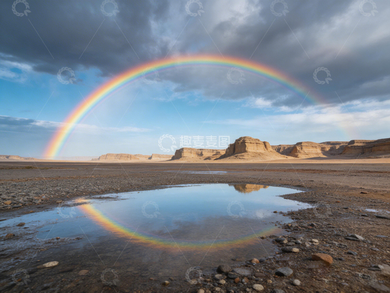 高清大图下载【趣麦麦图】荒漠彩虹自然景观摄影