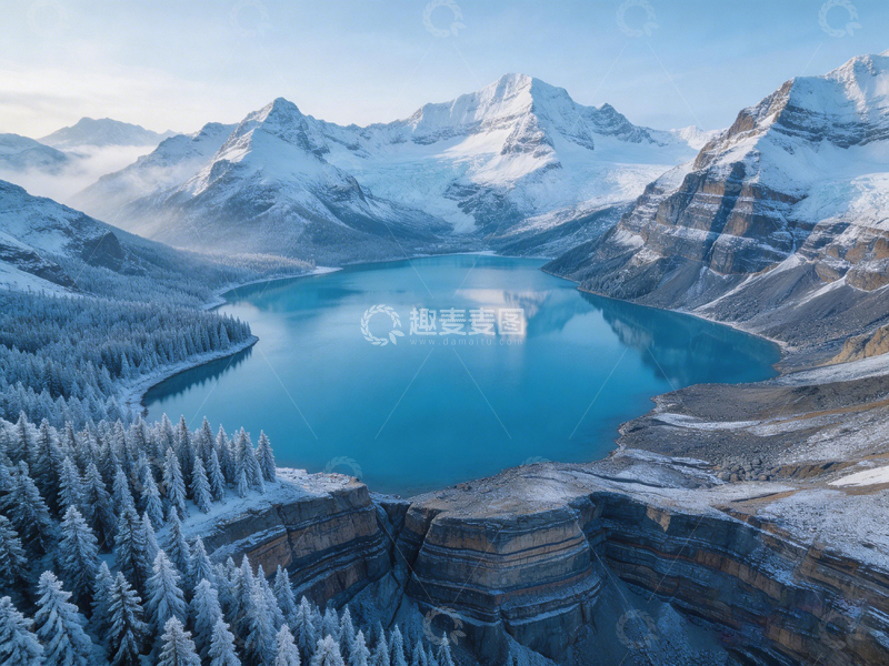 高清大图下载【趣麦麦图】冰雪湖泊风光航拍摄影