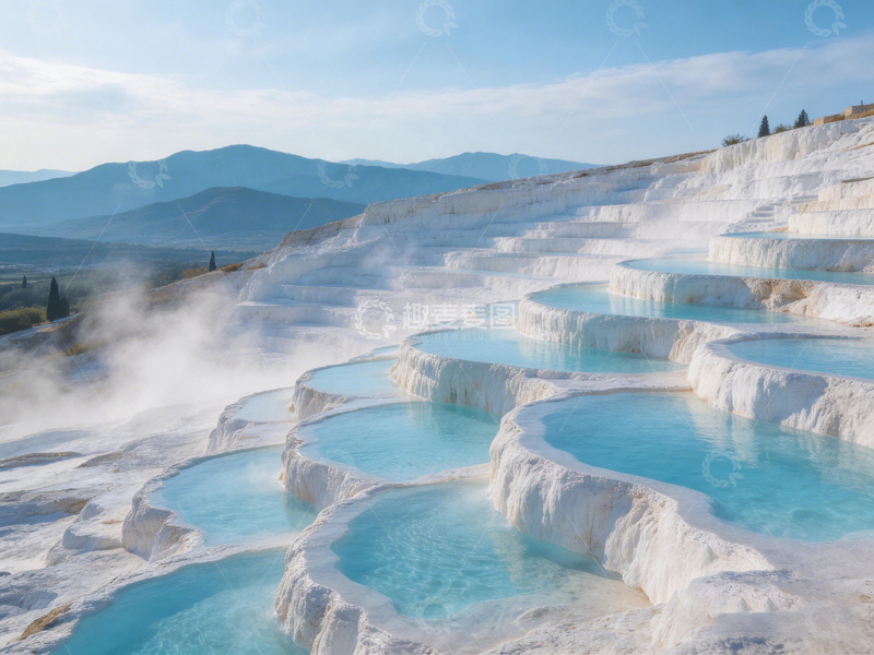 高清大图下载【趣麦麦图】天然温泉梯田景观