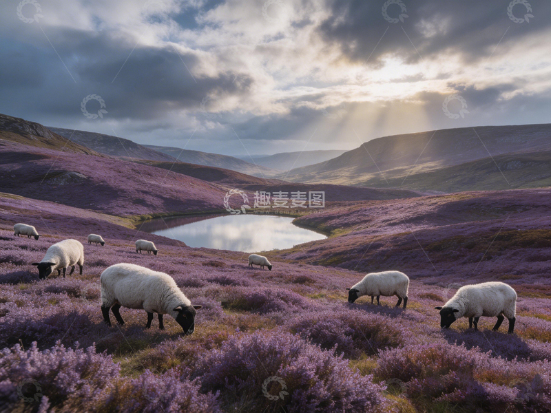 高清大图下载【趣麦麦图】田园风光绵羊吃草摄影图片
