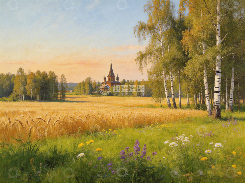 高清大图下载【趣麦麦图】乡村风光田园景观油画