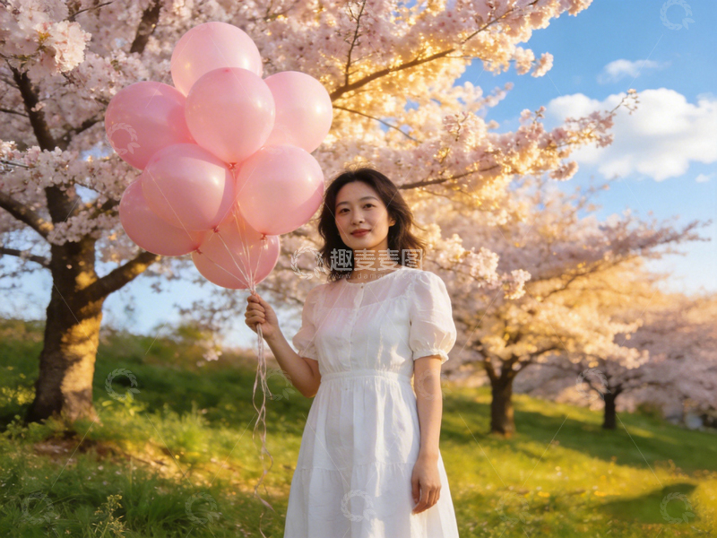高清大图下载【趣麦麦图】春日樱花粉裙美景写真