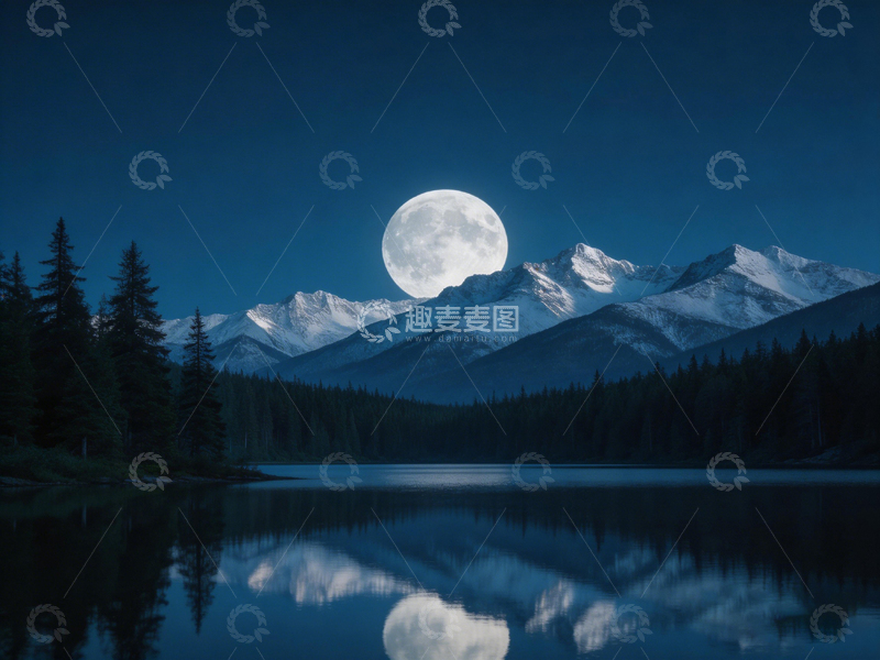 高清大图下载【趣麦麦图】月照山川静谧夜景风光摄影图