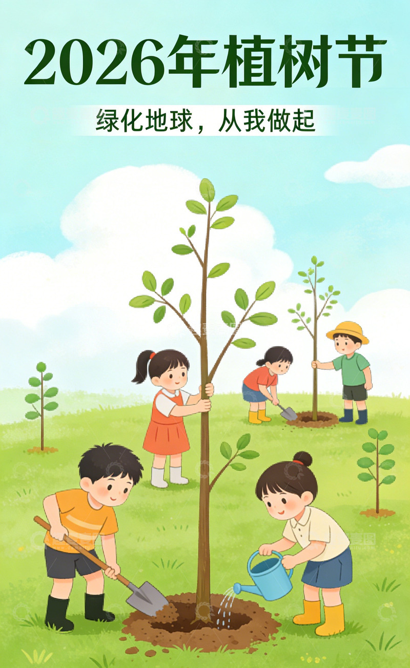 高清大图下载【趣麦麦图】植树节宣传插画