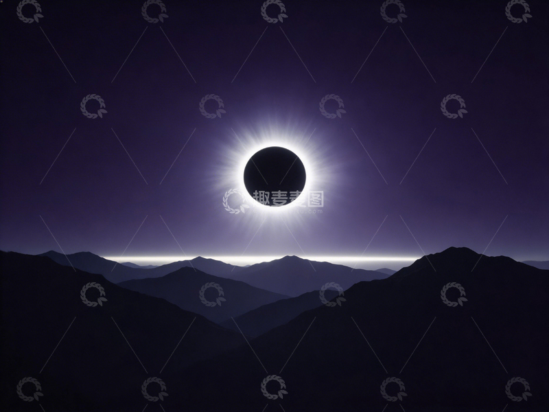 高清大图下载【趣麦麦图】日全食山景摄影图片