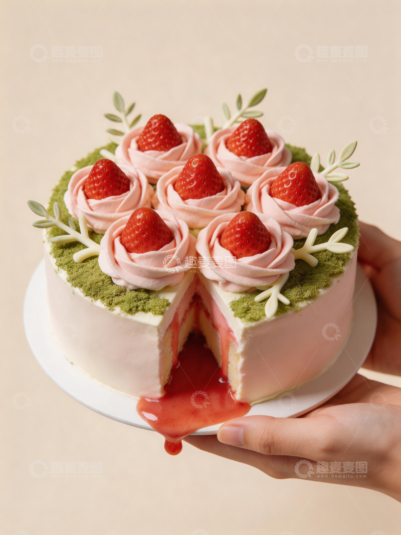 高清大图下载【趣麦麦图】裱花创意草莓蛋糕3