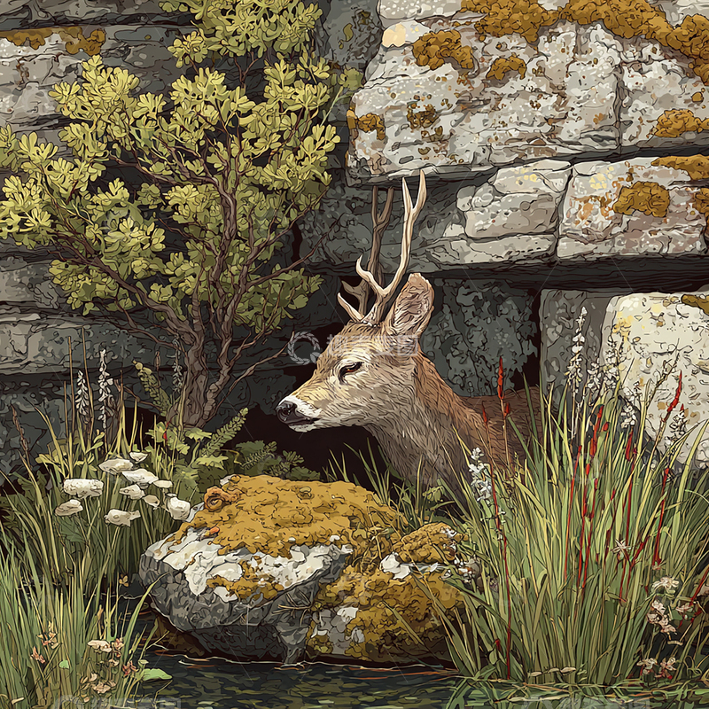 高清大图下载【趣麦麦图】森林深处静谧的鹿影