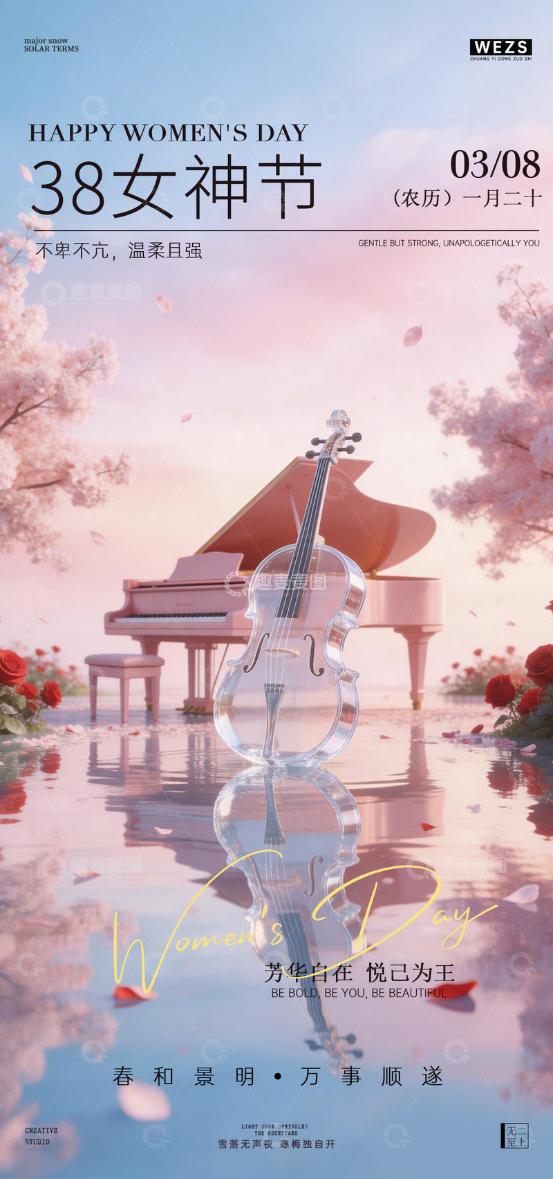 源文件下载【趣麦麦图】女神节浪漫音乐海报设计素材