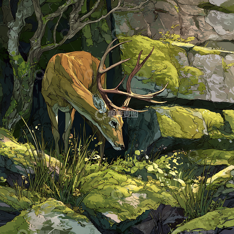 高清大图下载【趣麦麦图】神秘森林中的隐秘守护者
