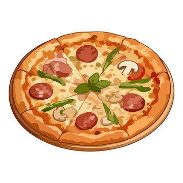 卡通风格披萨美食插画