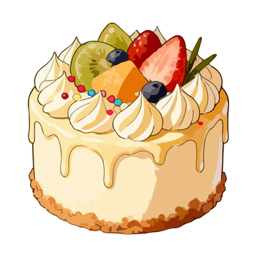 卡通风格奶油水果蛋糕插画