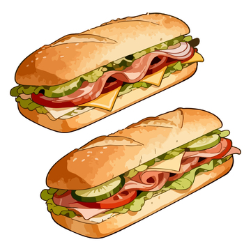 三明治美食插画