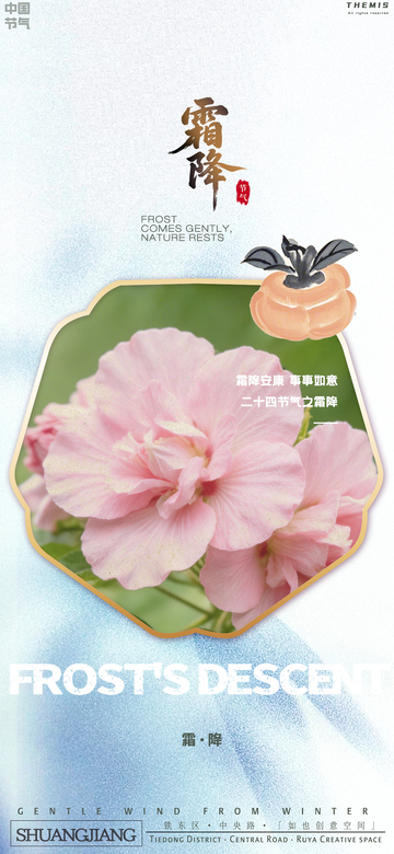霜降节气花卉海报设计素材