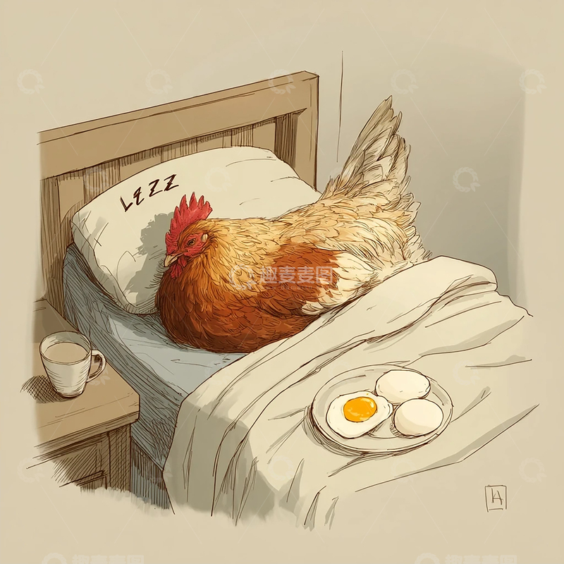 高清大图下载【趣麦麦图】鸡的早晨梦乡奇遇