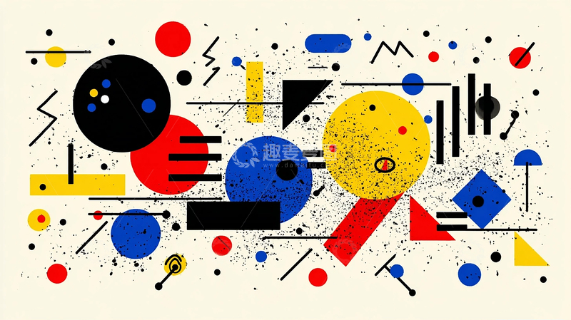 高清大图下载【趣麦麦图】色彩碰撞的几何交响曲