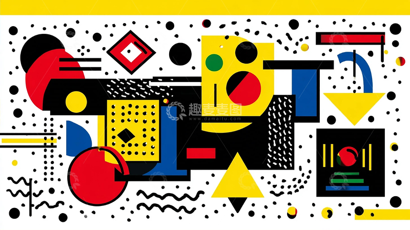 高清大图下载【趣麦麦图】色彩狂想：点线面交织的梦境