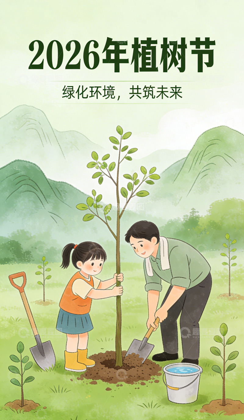 高清大图下载【趣麦麦图】2026植树节设计海报