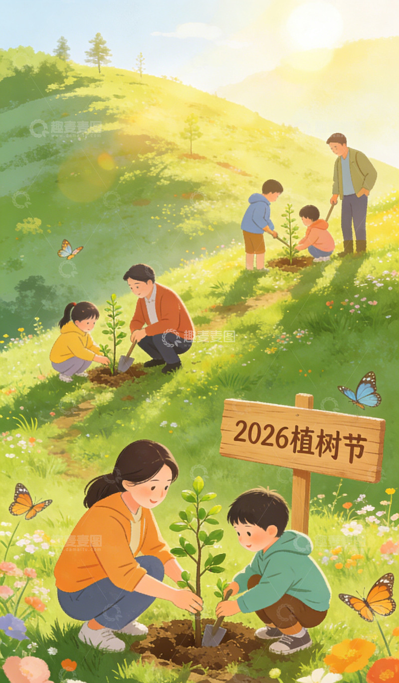 高清大图下载【趣麦麦图】植树节绿化活动宣传海报