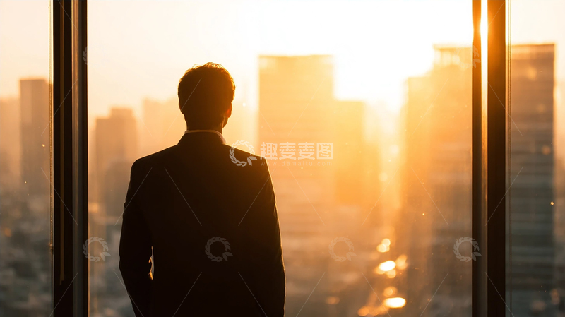 高清大图下载【趣麦麦图】都市余晖下的孤影思辨