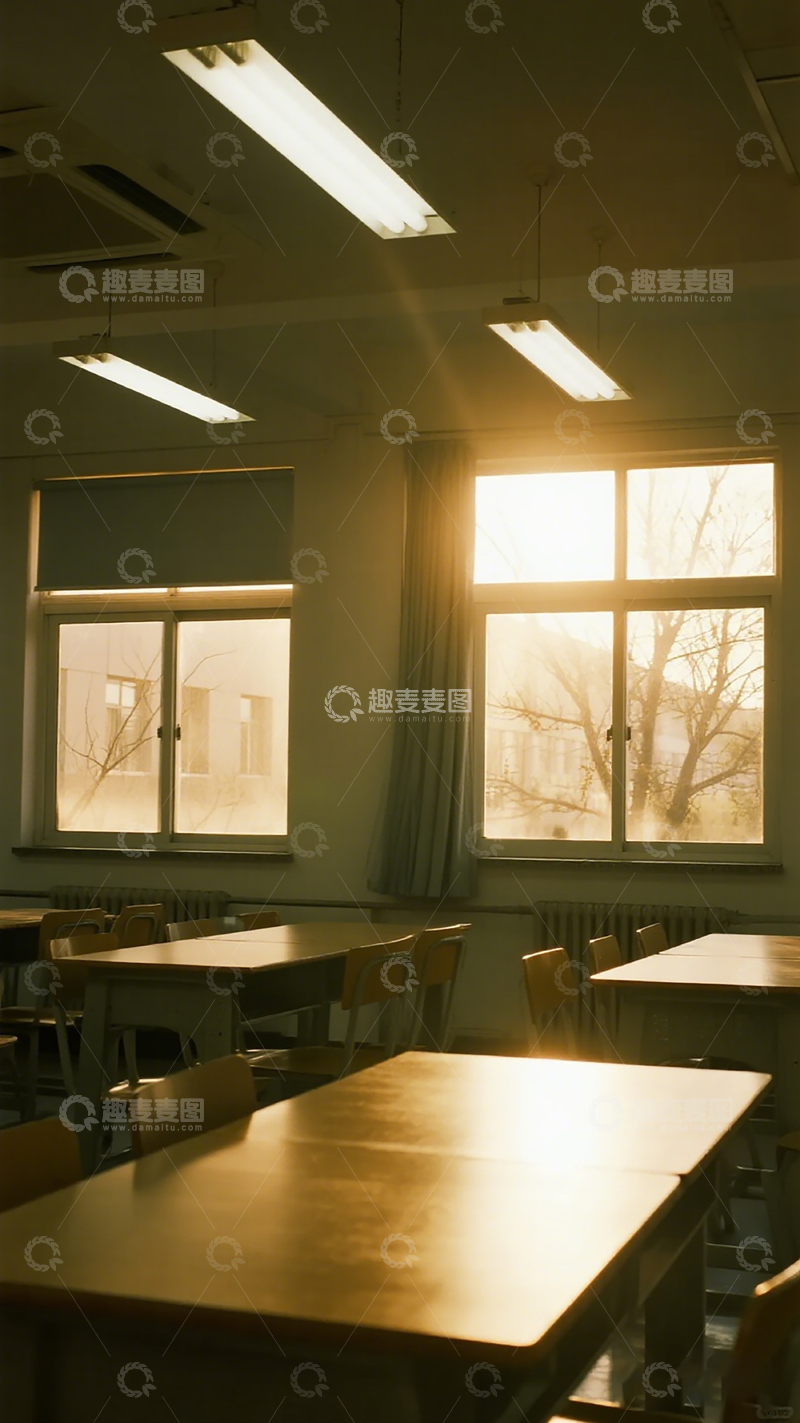 高清大图下载【趣麦麦图】教室光影静谧时光