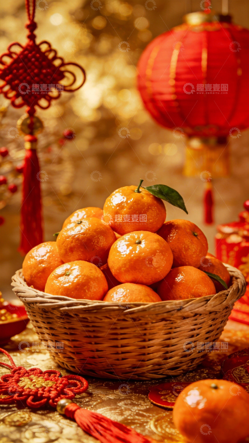 高清大图下载【趣麦麦图】春节橘子灯笼装饰布置