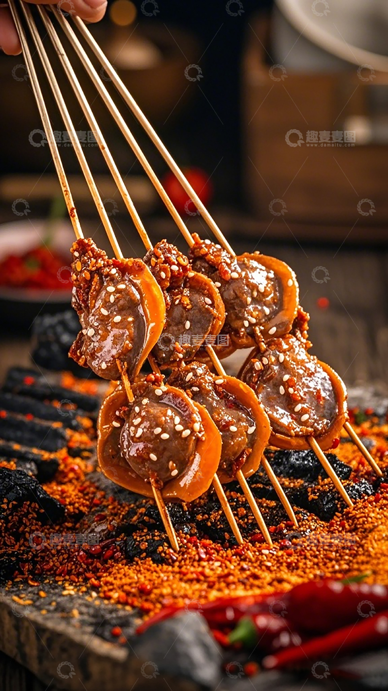 高清大图下载【趣麦麦图】串烤美食香辣诱人