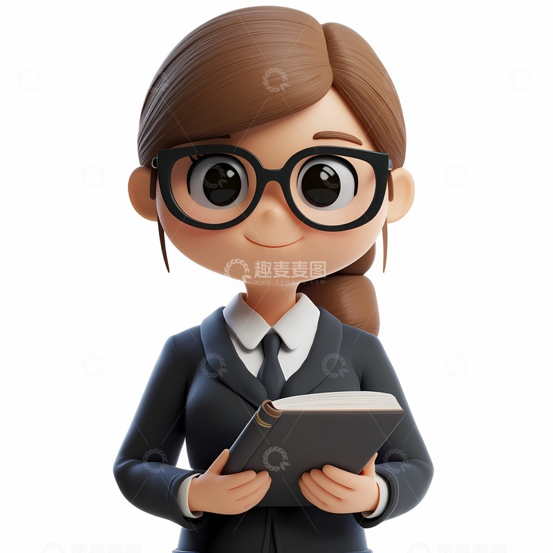 高清大图下载【趣麦麦图】3D卡通职业女性读书插画