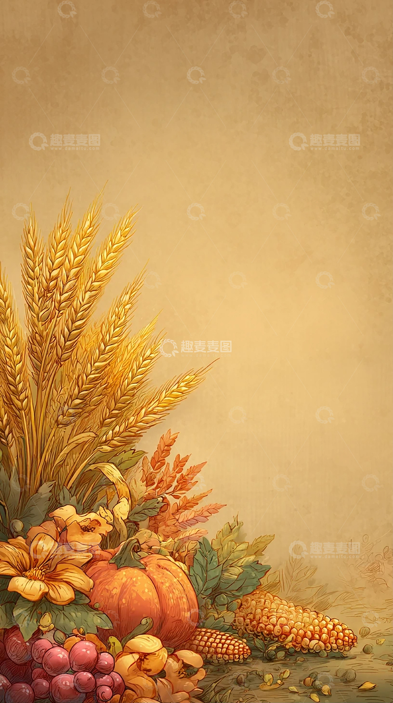 高清大图下载【趣麦麦图】丰收秋景的温馨画面