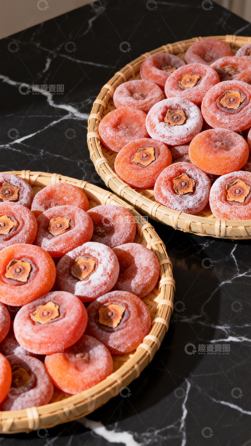 高清大图下载【趣麦麦图】竹篮柿子干图片