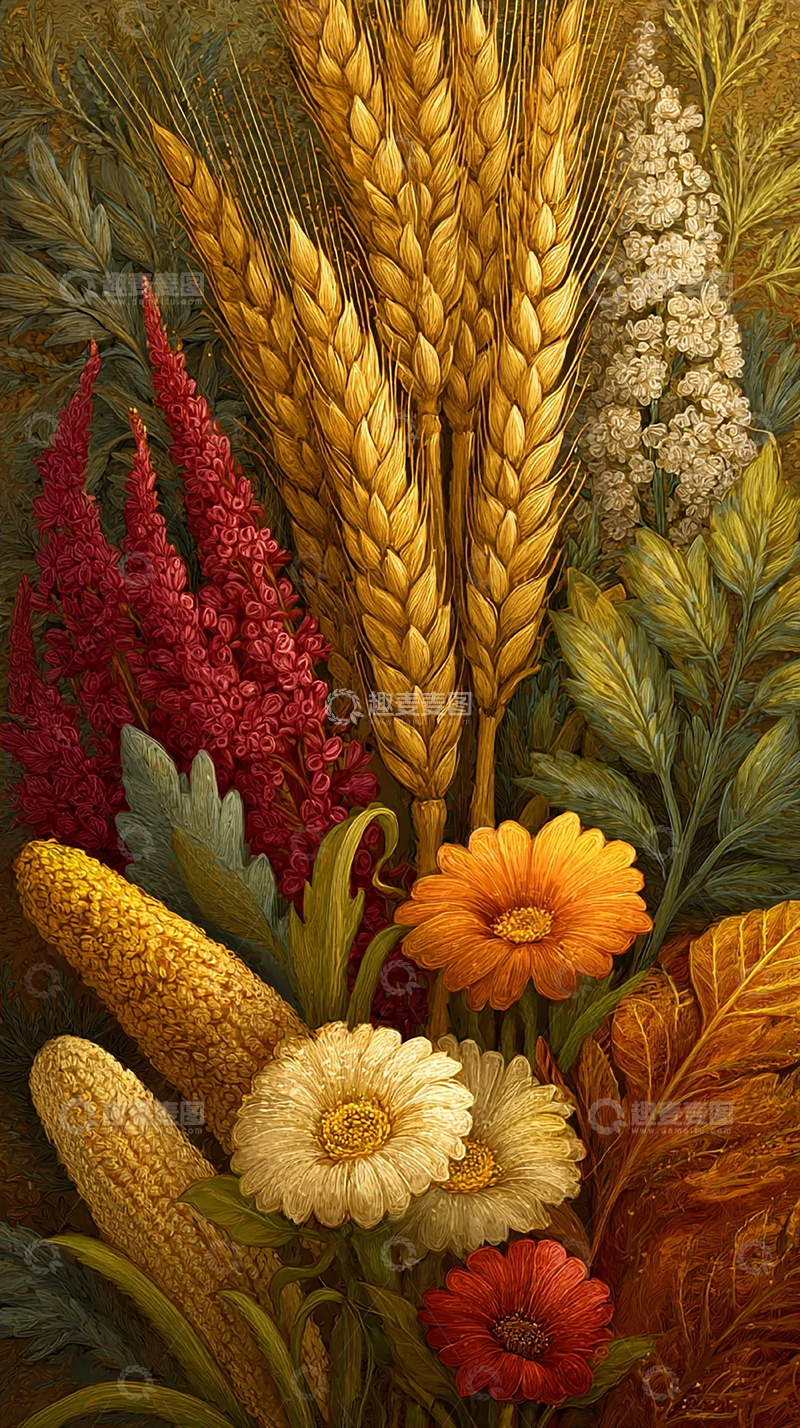 高清大图下载【趣麦麦图】秋日丰收的金色麦田