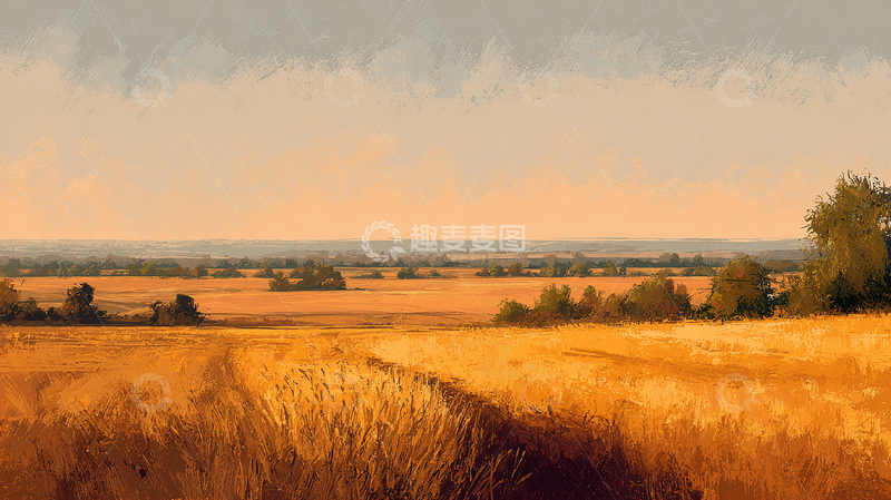 高清大图下载【趣麦麦图】金色麦田的秋日画卷