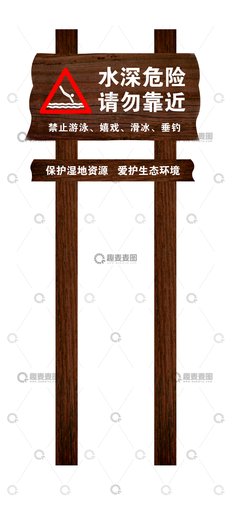 源文件下载【趣麦麦图】-水深危险警示牌设计
