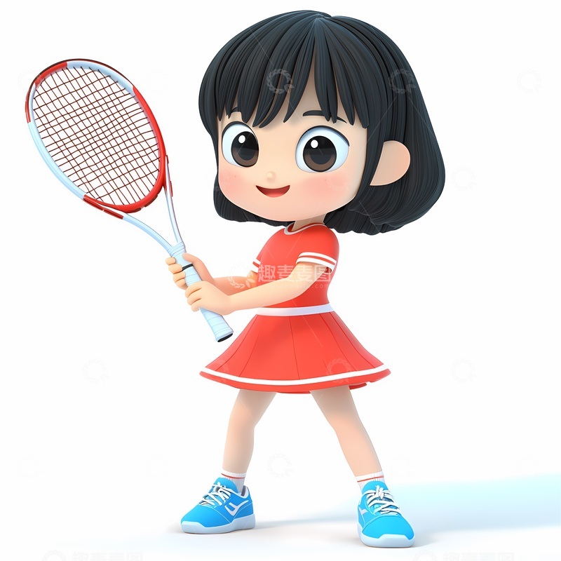 高清大图下载【趣麦麦图】卡通网球少女3D建模素材