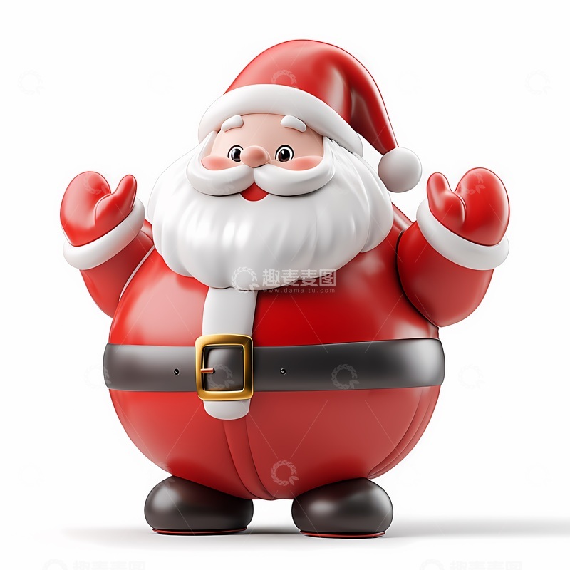 高清大图下载【趣麦麦图】可爱卡通圣诞老人3D模型素材