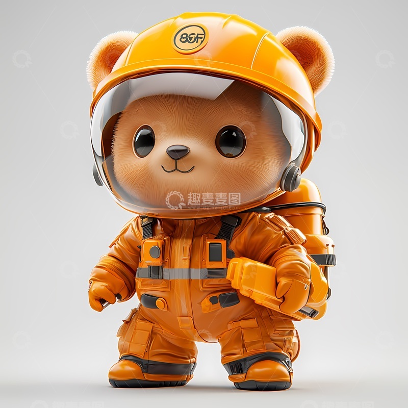 高清大图下载【趣麦麦图】卡通太空服小熊插画素材