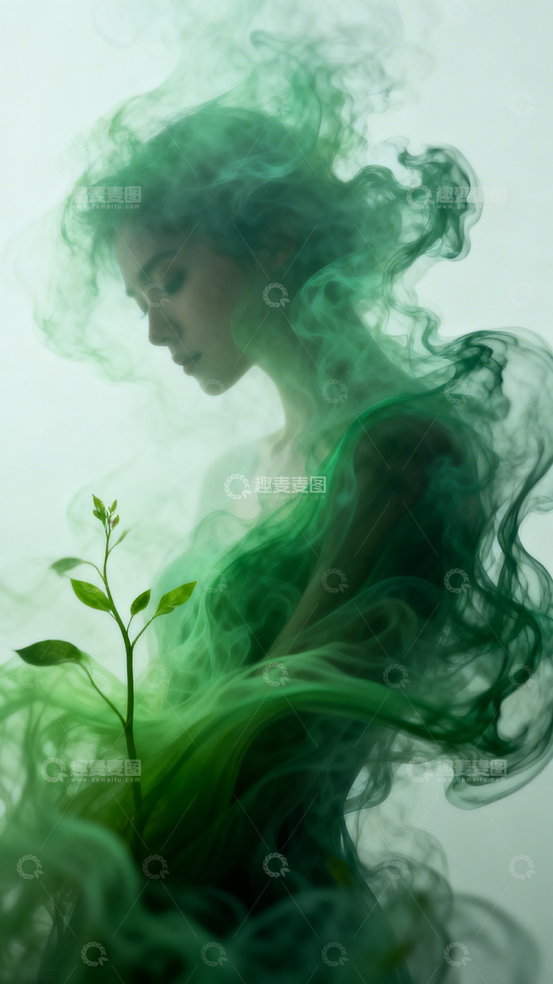 高清大图下载【趣麦麦图】梦幻绿意女子植物艺术照
