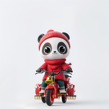 熊猫骑车卡通形象设计