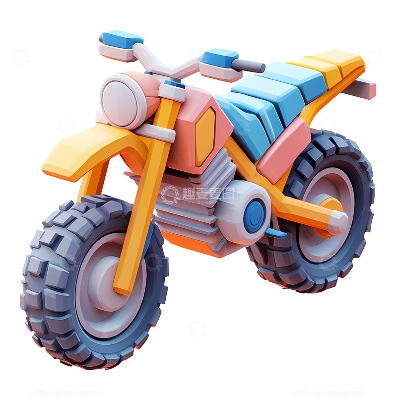 高清大图下载【趣麦麦图】3D卡通摩托车设计素材