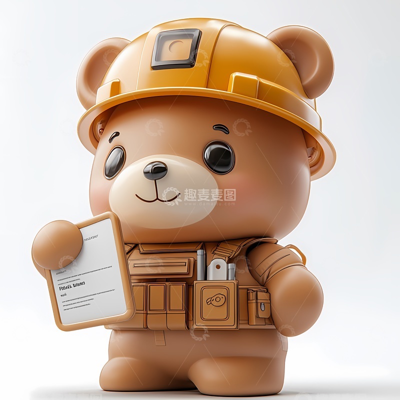 高清大图下载【趣麦麦图】可爱建筑熊公仔手办模型